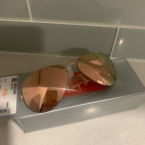 Ray Ban rimless mirrored iridescent aviator sunglasses